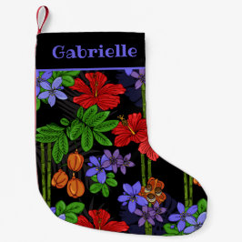 Petite Chaussette De Noël Jamaican Flowers and Fruit Patterned
