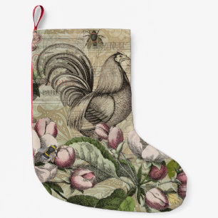Petite Chaussette De Noël Jardin de Coq Vintage Art Collage : Campagne Franç