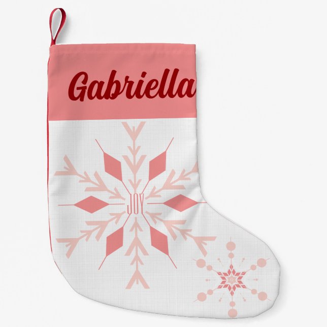 Petite Chaussette De Noël Joie à face unique Pink Snowflake (Devant)