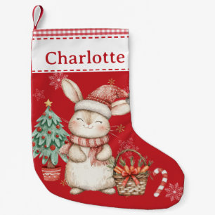 Petite Chaussette De Noël Joli lapin lapin En vichy rouge