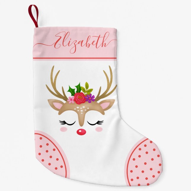 Petite Chaussette De Noël Joli Monogramme de rennes de Noël (Devant)