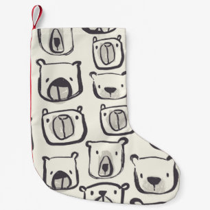 Petite Chaussette De Noël Joli ours visage dessiné à la main gribouillis i