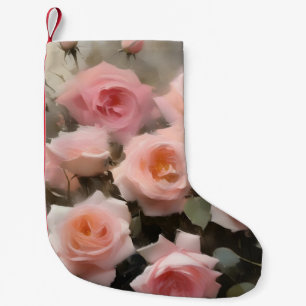 Petite Chaussette De Noël Joli rose roses aquarelle peinture