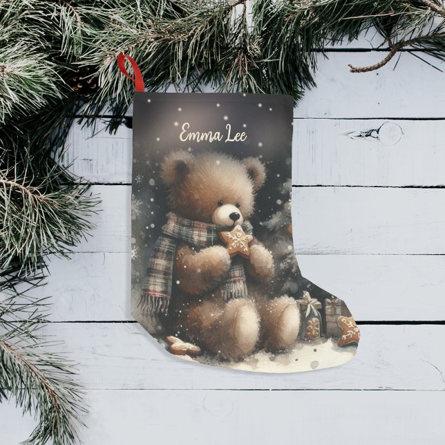 Petite Chaussette De Noël Joli Teddy Bear Monogramme de Noël (Créateur téléchargé)