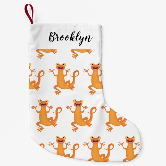 Petite Chaussette De Noël Joli triton orangé joyeux (Devant)