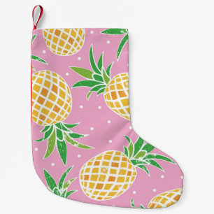 Petite Chaussette De Noël Jolie ananas sur grunge rose pois backgro