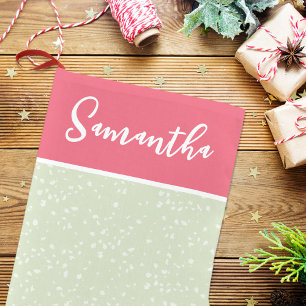 Petite Chaussette De Noël Jolie écriture calligraphique fantaisiste rose ver