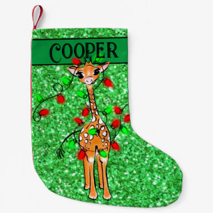 Petite Chaussette De Noël Jolie fête de Noël Girafe lumières scintillantes