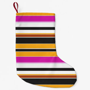 Petite Chaussette De Noël Jolies rayures noires orange