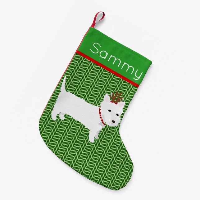 Petite Chaussette De Noël Jolly Christmas West Highland Terrier (Devant (Accrochage))