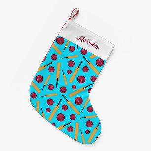 Petite Chaussette De Noël Joueur de cricket Bat and Ball
