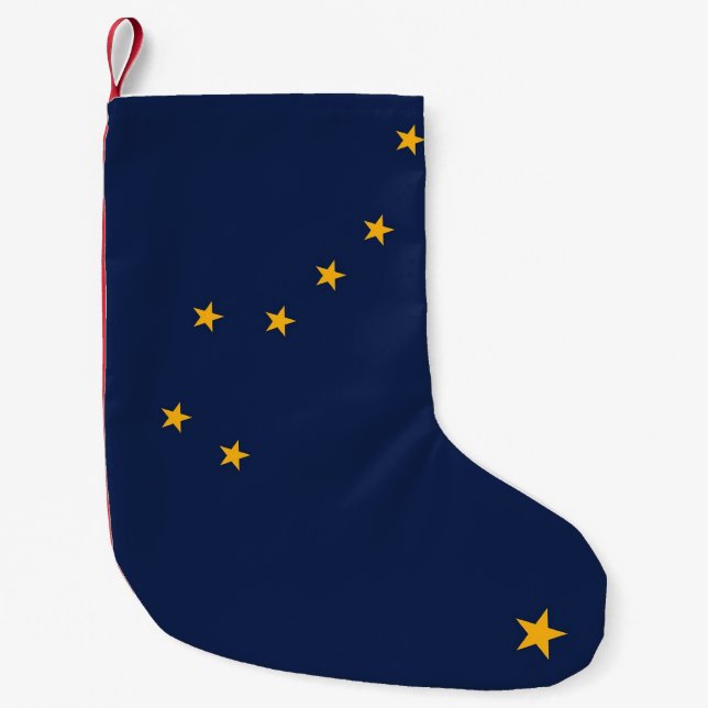 Petite Chaussette De Noël Joyaux de Noël avec Drapeau de l'Alaska, USA (Devant)