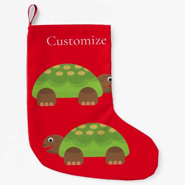 Petite Chaussette De Noël Joyeuse tortue souriante Thunder_Cove (Devant)