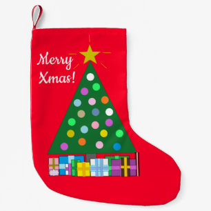 Petite Chaussette De Noël Joyeuses Fêtes Sapin de Noël Vert: Rouge