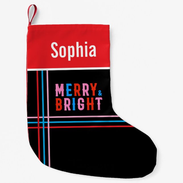 Petite Chaussette De Noël Joyeux et lumineux Joyeux Noël (Devant)