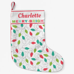 Petite Chaussette De Noël Joyeux + Lumineux Stockage de Noël personnalisé