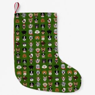 Petite Chaussette De Noël Joyeux Motif visage chien de Noël