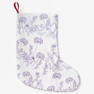 Petite Chaussette De Noël Joyeux Noël aquarelle Floral Noël violet