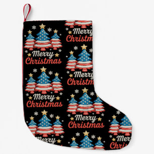 Petite Chaussette De Noël Joyeux Noël Arbre de Noël Drapeau américain améric