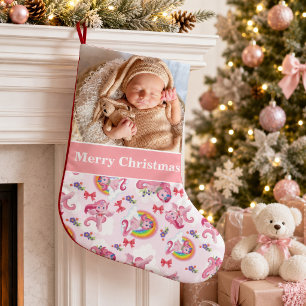 Petite Chaussette De Noël Joyeux Noël Bébé Photo Licorne