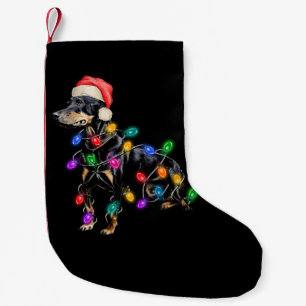 Petite Chaussette De Noël Joyeux Noël Chien emmêlé dans les lumières