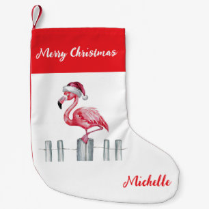 Petite Chaussette De Noël Joyeux Noël Flamant Rose Personnalisé