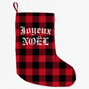 Petite Chaussette De Noël Joyeux Noel French Red Buffalo Check