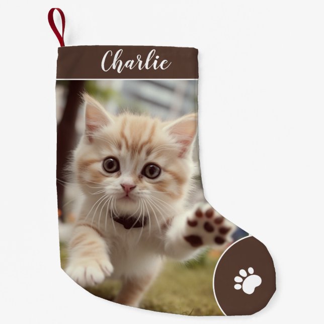 Petite Chaussette De Noël Joyeux Noël mignon Personnalisé Nom de l'animal, P (Devant)