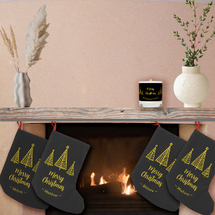 Petite Chaussette De Noël Joyeux Noël noir minimaliste en or