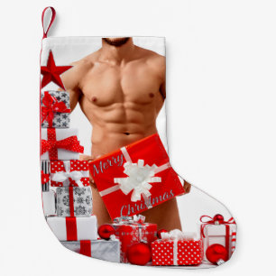 Petite Chaussette De Noël Joyeux Noël SlipperyJoe rouge blanc argent cadeau