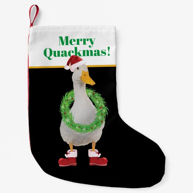 Petite Chaussette De Noël Joyeux Quackmas Père Noël Duck (Devant)