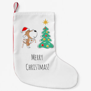 Petite Chaussette De Noël Joyeux sapin de Noël mignon Chien Chien Chien Sant