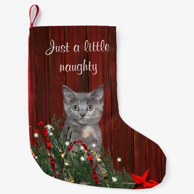 Petite Chaussette De Noël Juste chat un peu vilain de minou (Devant)