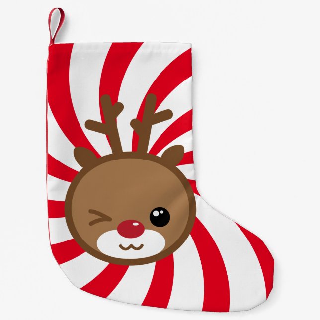 Petite Chaussette De Noël Kawaii Reindeer Noël Stocker (Devant)