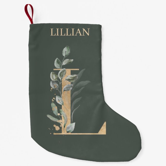 Petite Chaussette De Noël L Monogramme Floral Personnalisé (Devant)