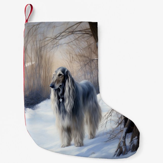 Petite Chaussette De Noël La Hanche Afghane Laisser Neige Noël (Devant)