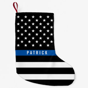 Petite Chaussette De Noël La police amincit le monogramme de drapeau