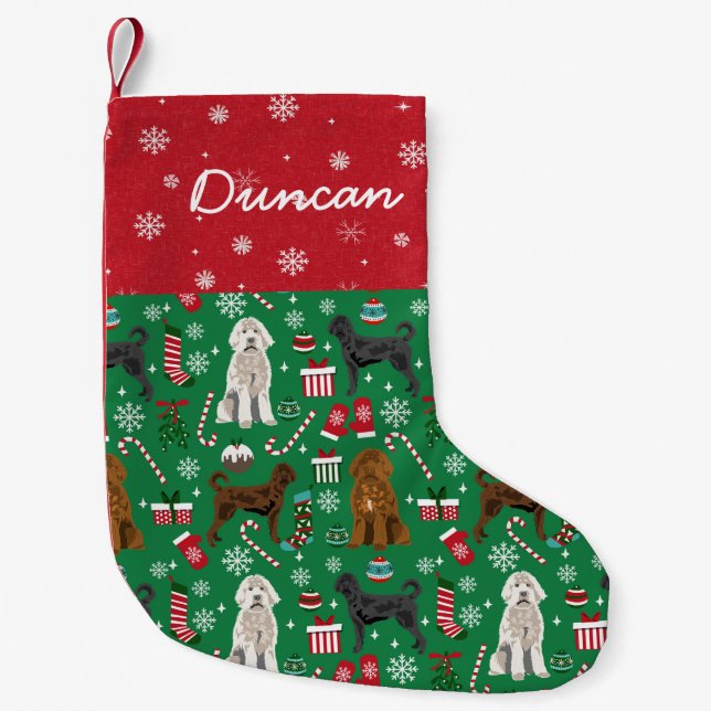Petite Chaussette De Noël Labradoodles Dog nom personnalisé (Devant)