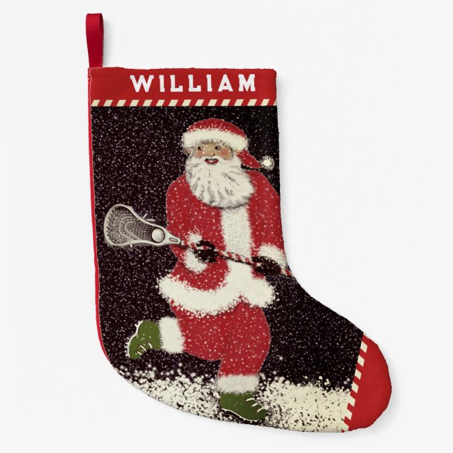 Petite Chaussette De Noël Lacrosse Sports Vacances Cadeau (Devant)