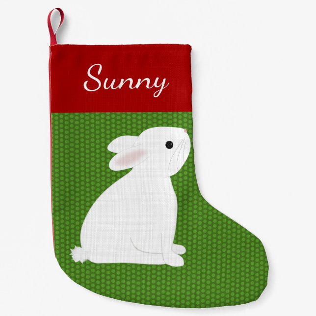 Petite Chaussette De Noël Lapin blanc animal (Devant)