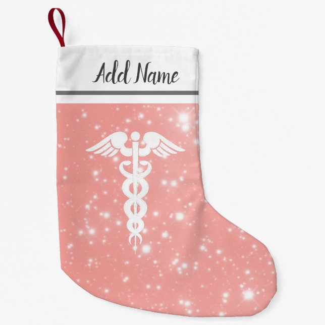 Petite Chaussette De Noël Le caducée Médicale d'infirmière rougissent les (Devant)