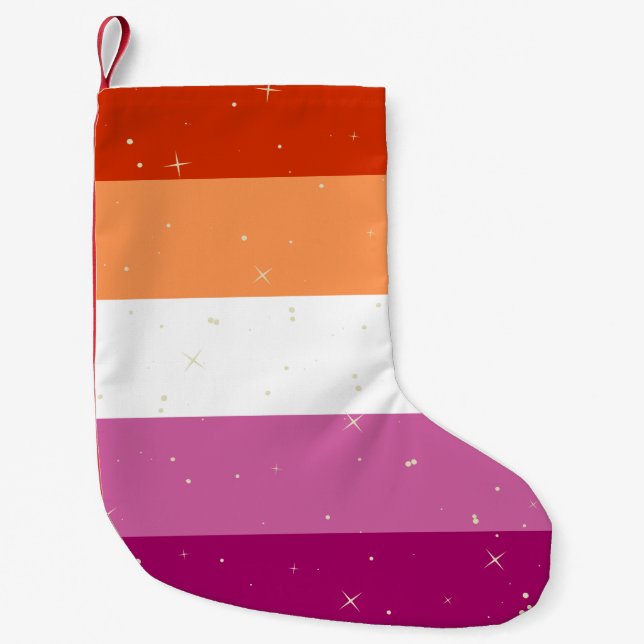 Petite Chaussette De Noël Le drapeau de la fierté lesbienne (Devant)