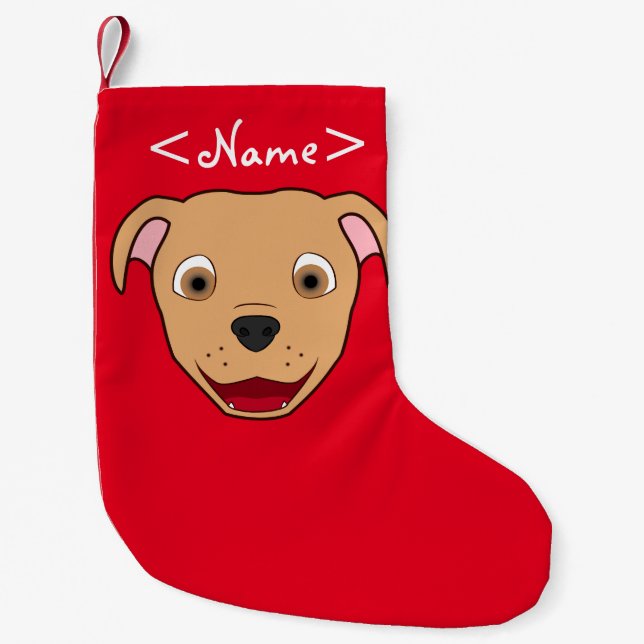 Petite Chaussette De Noël Le faon Pitbull font face (Devant)