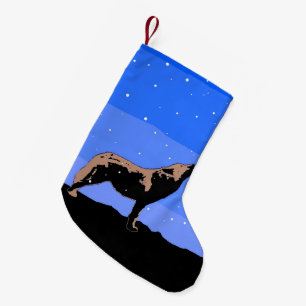 Petite Chaussette De Noël Le loup hurlant en hiver - Art original de la faun