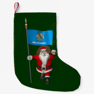 Petite Chaussette De Noël Le Père Noël Avec L'Ensigne D'Oklahoma