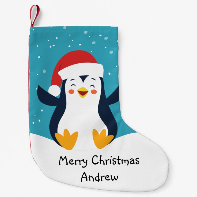 Petite Chaussette De Noël Le réveil de Noël des pingouins (Devant)