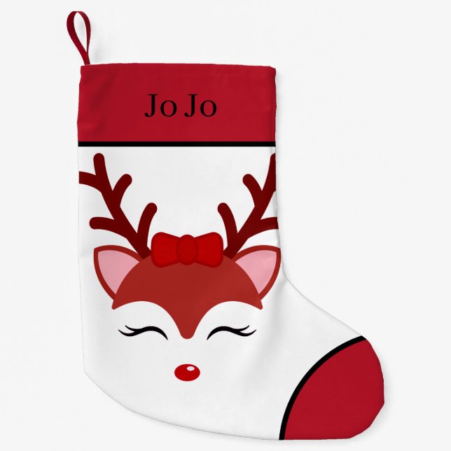 Petite Chaussette De Noël Le visage de Noël des rennes (Devant)