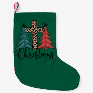 Petite Chaussette De Noël Léopard Croix Arbres de Noël Chrétiens