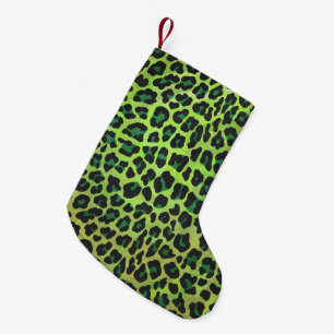 Petite Chaussette De Noël Léopard noir et vert