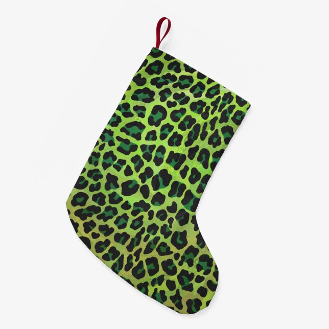Petite Chaussette De Noël Léopard noir et vert (Devant (Accrochage))